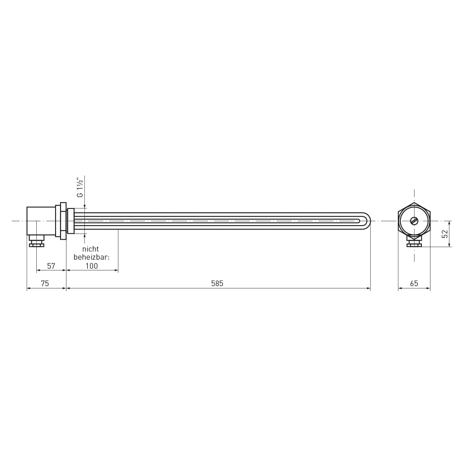raik SH0205 Einschraubheizung/Heizpatrone ESH 7.50-7,5 kW - 585 mm