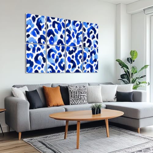 8 Pack Paneles Acústicos Art Decorativos con Estampado Leopardo Azul y Pinceladas Blancas 48"x32" Auto Adhesivos para Estudios de Grabación y Oficina miniatura 6