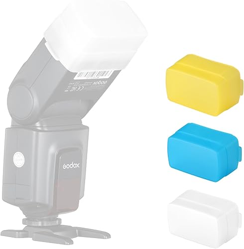 Miniatura 7 de Difusor de flash para Godox TT520 TT520ii TT560 TT560ii Flash Speedlite (paquete de 3 unidades, blanco, azul y amarillo)