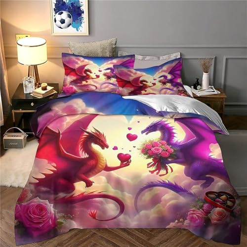 Housse couette dragon 220x240 parure lit microfibre facile à laver - 5