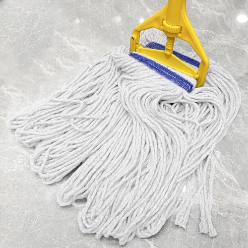 Image of 24 oz Loop-End Cotton String Mop Head, Heavy Duty String Mop Refills, 6 Inch Headband, Mop Head Replacement for Home, Industrial and Commercial Use (white-3pc)