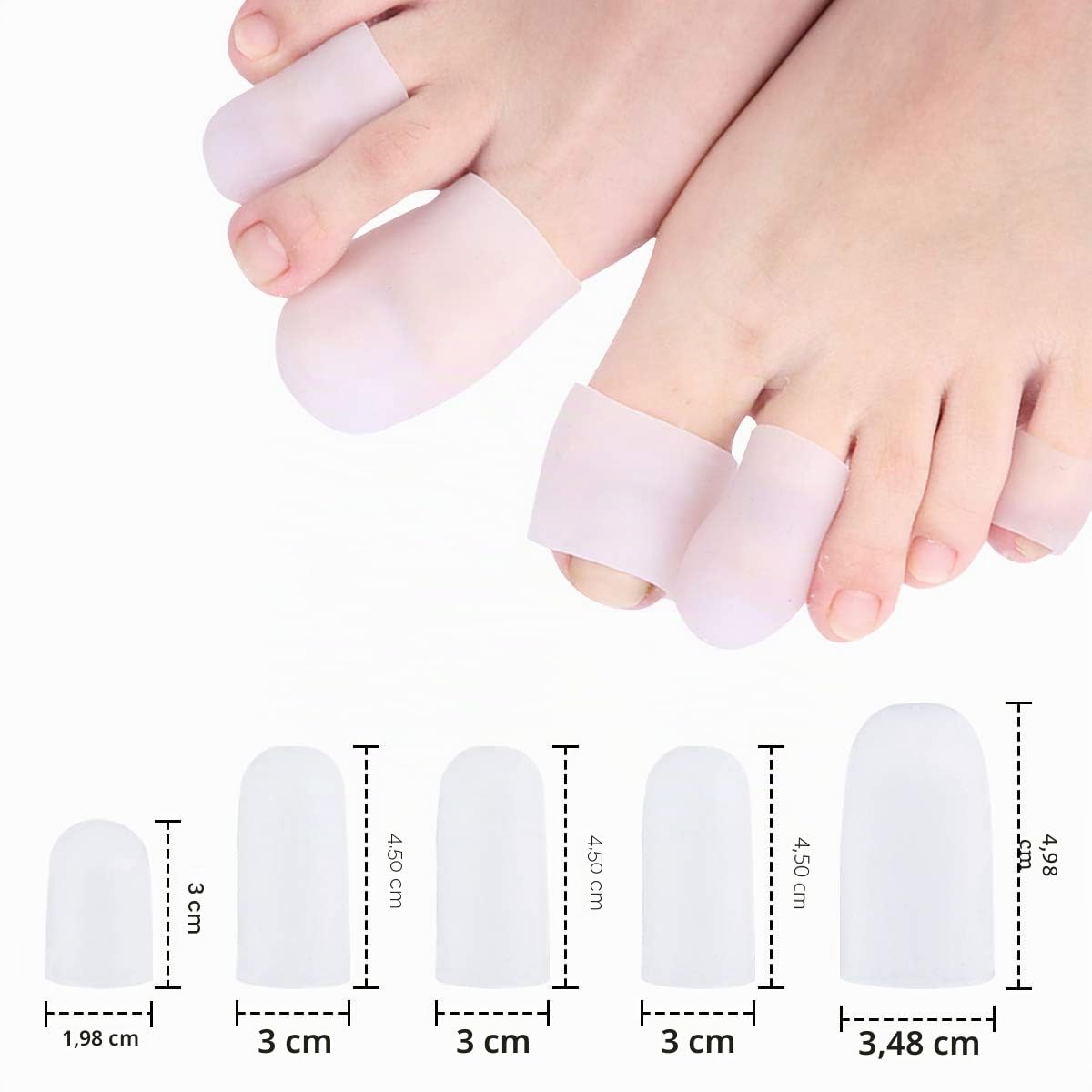 Punteras de gel, protectores para los dedos de gel de silicona para amortiguar, eliminar callos y proteger los pies de las ampollas, 20 unidades