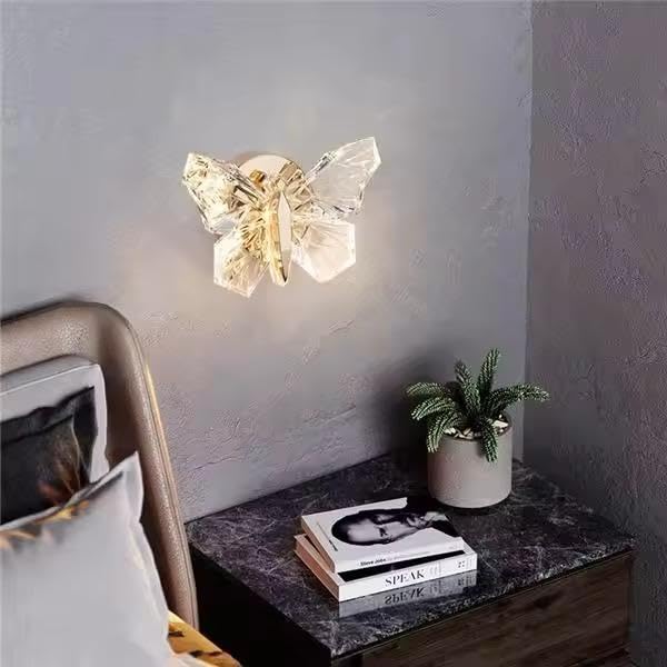 Image of blissbells Butterfly Designer LED Wall Light | Crystal Decorative Wall Lamp with Warm White Glow | Luxury Wall Sconce for Bedroom, Living Room & Kids Room Decor