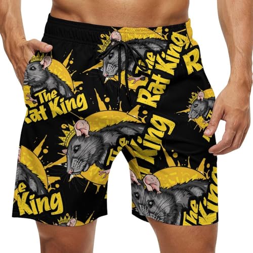 The Rat King Cute Men's Swim Trunks Lightweight Bathing Suit Board Shorts Hawaiian Beach Swimwear