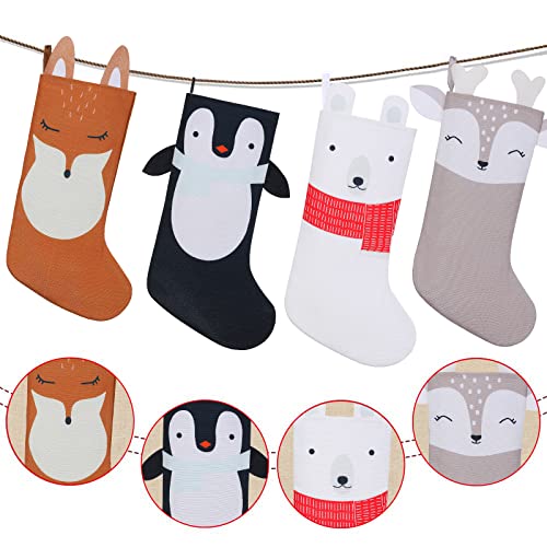 SIRIPHUM Christmas Stockings Set of 4 Gift & Treat Bags,Cute Xmas Stockings for Fireplace Hanging Christmas Decorations and Party Decor