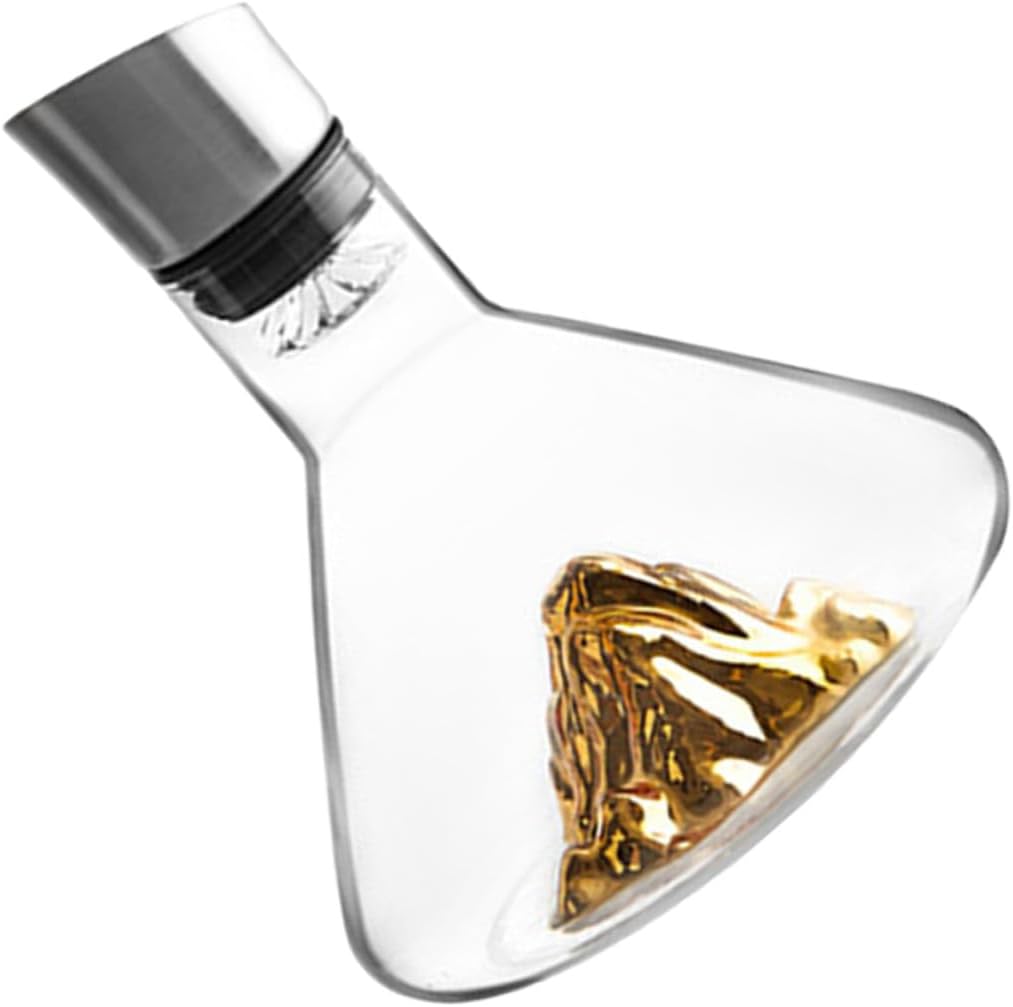 Creative Gold Glacier Wine Decanter 1500ml Crystal Fast Wine Decanter with Inclined Mouth for Quick Aeration and Elegant Serving at Home or Parties