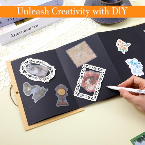 Mini Álbum de Scrapbook de 6 x 8 Pulgadas | Álbum de Scrapbook en Acordión con Pegamento para Esquinas y Cierre de Cuero, Pequeño Álbum para Manualidades para Bodas, Cumpleaños y Día de la Madre miniatura 5