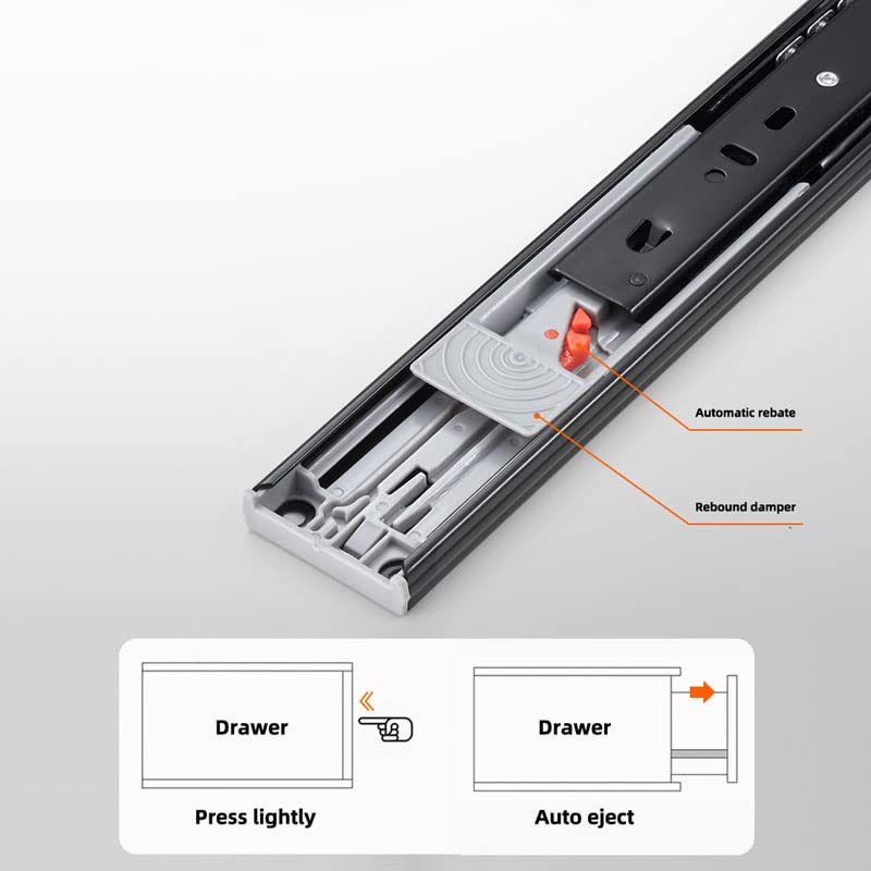 Guide per cassetti 2pc Black Black Roll Rotelle Acciaio Ribund Sliding Tracks Drawer Track Rail Binario A Tre Sezione Mobile Mobile Mute Slides Hardware per mobili (Color : 16 inch)