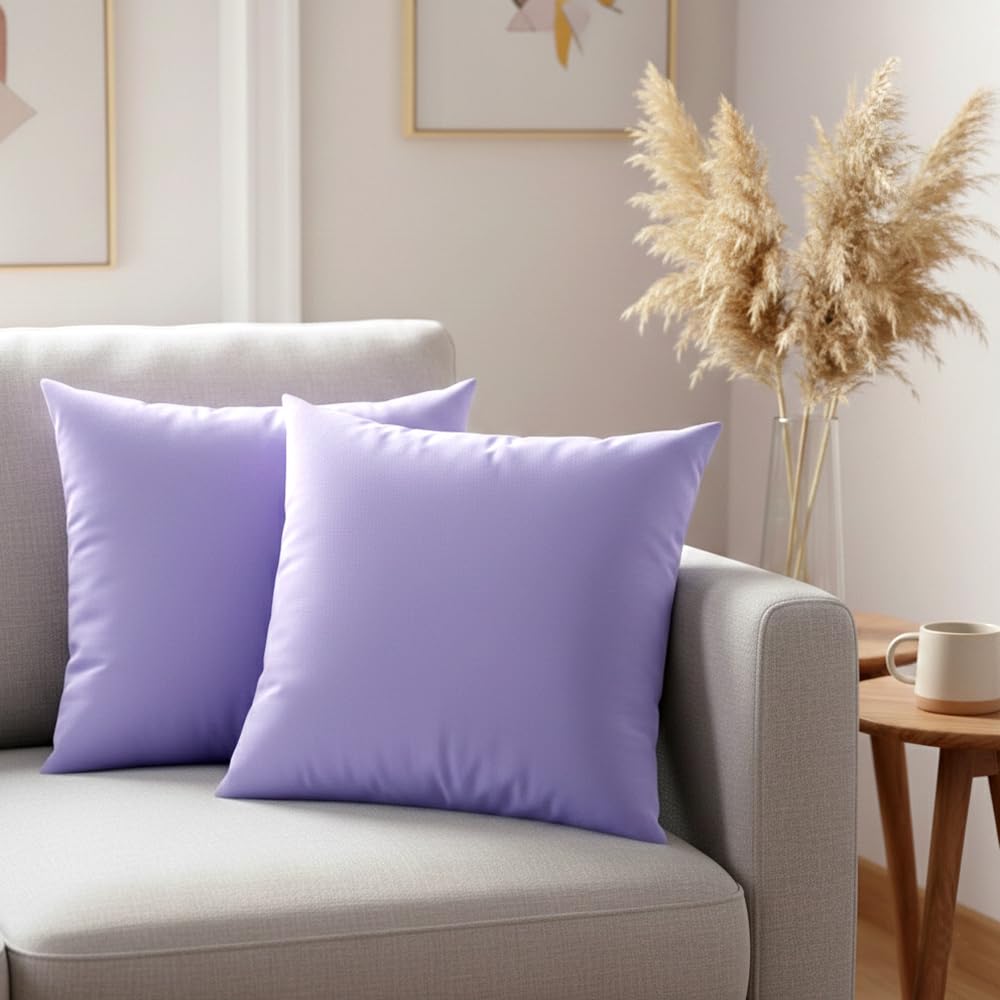 RD TREND® Satin Cushion Covers 16 Inch x 16 Inch | Decorative Throw Pillows for Sofa, Couch, Living Room, Home Décor Cushion Cover Set of 2 (Lavender)-image-38