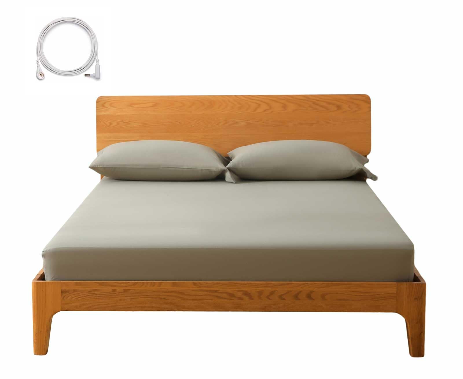 Grounding Sheets Deep Pocket Organic Cotton with Silver Fiber, Grounding Fitted Earth Sheets with Grounding Cord (Sage, Queen - 60"x80"x15")