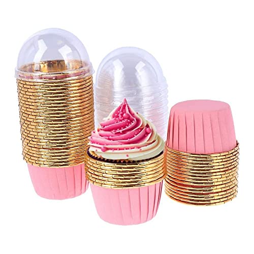 Smilbaley 50Pcs Moldes para Magdalenas, Papel Metálico para Hornear,Moldes de Papel de Aluminio...