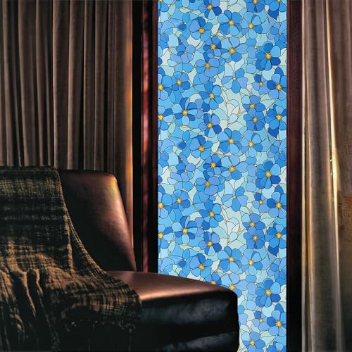 Vinilo decorativo de ventana efecto vidrio azul manchado 40x300 cm miniatura 2