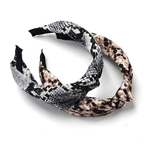 2 pcs set Women's Bohemian Leopard Satin Hairband Snake Animal Print Hairband Knotted Headband customized Hair Accessories