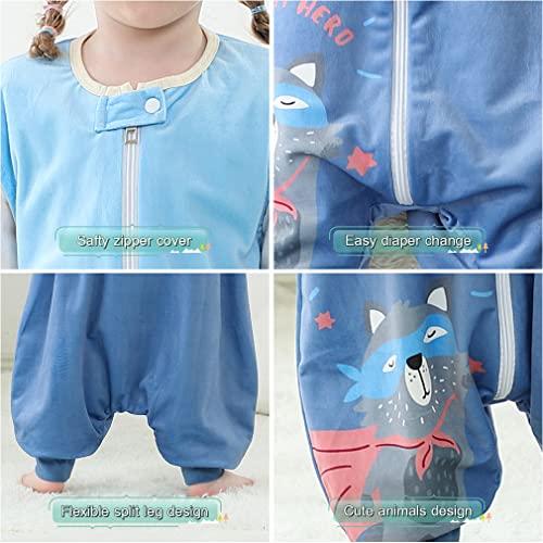 Michley Unisex Baby Wearable Blanket Autumn Winter Toddler Sleeveless Sleeping Bag With Feet,Blueweasel,5-6T #TOP1