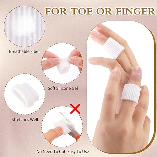 Image of Blulu 24 Pieces Toe Tubes 0.98 Inches Cushion Tube Corn Pads for Toes Sleeves Soft Gel Protectors for Cushions Corns Blisters Calluses 3 Size (White,Assorted Sizes)