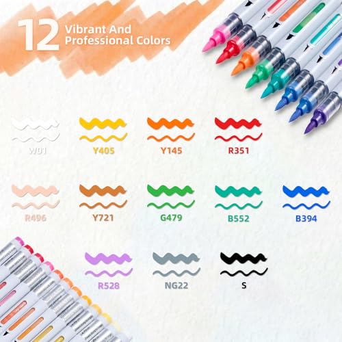 Acrylic Paint Markers with brush tip, 12 colors Acrylic Paint Pens for Rock Painting, Stone, Paper, Egg, Pumpkin, Wood, Fabric, Canvas, Ceramic, Glass, Art & DIY Craft Supplies for Kids, Teens, Adults by LEVELEVE - Image 6