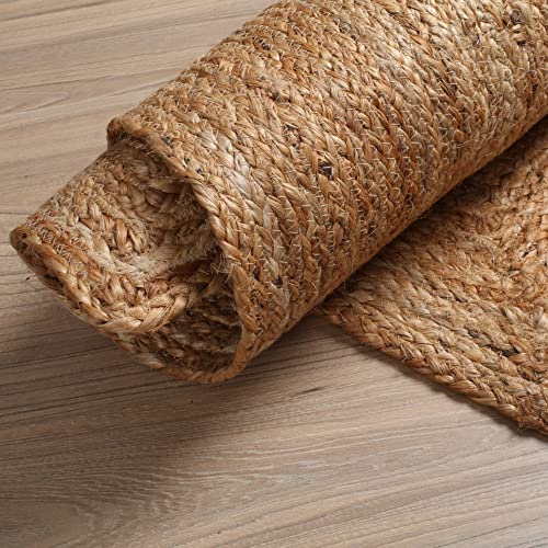 Hausattire Hand Woven Jute Braided Area Rug, 9’x12’ – Natural, Reversible Boho Rugs for Kitchen, Living Room, Bedroom I Farmhouse Decorative Floor Rug, 108x144 Inches