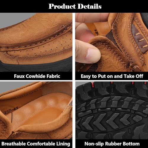 Men's Slip On Hands Waterproof Loafers Leather Walking Slip-Ins Casual Outdoor Sneakers Non-Slip Walking Shoes Lightweight Breathable4