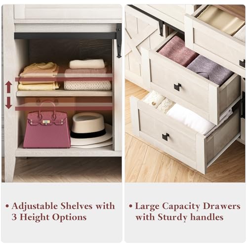 Farmhousedresserforbedroom47inchslidingbarndoorwoodtexturerusticchestofdrawers4drawersdressertvstandforbedroomneoclassicalwhite  Urban Country Home Decor Farmhouse dresser for bedroom 47 inch sliding barn door wood texture rustic chest of drawers 4 drawers dresser tv stand for bedroom neoclassical white  urban country home decor