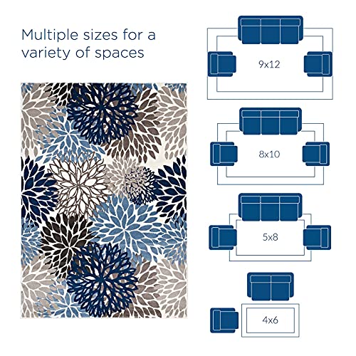 Modway Calithea Vintage Classic Abstract Floral 4X6 Area Rug In Blue, Brown And Beige #TOP5