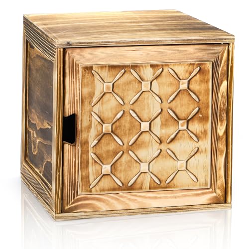 Fasmov Cube Storage Organizer, Wooden Cube Bookshelf, Stackable Connect Storage Cube Cubby Organizer with Door, Stackable Cubes Bin for Kitchen, Living Room, Bedroom, Home and Office