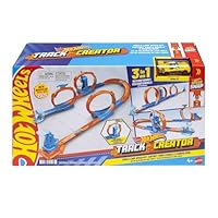 Hot Wheels Spielzeugauto-Trackset, Dreifach-Looping-Pack und Fahrzeug im Maßstab 1:64, Track-Bauteile mit 3 Loopings, Track-Schnellstecksystem und Adaptern,JDW39
