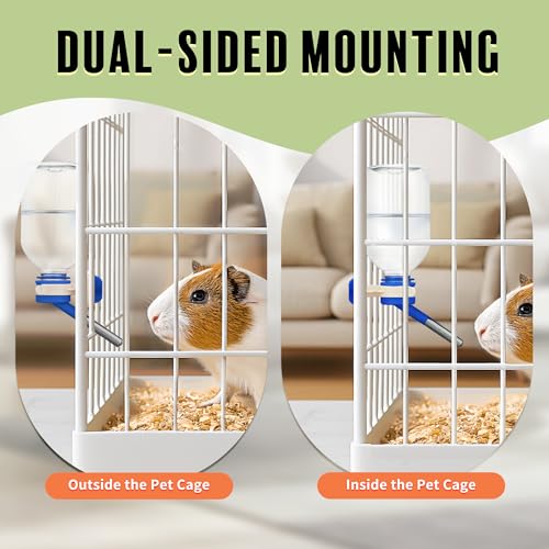 Choco Nose No-Drip Water Bottle Feeder for Guinea Pigs, Hamsters, Bunnies, Ferrets, & Small Pets, 10.2 fl.oz, 300ml - Easy to Install in Cages/Crates, US Patented Leakproof Nozzle 10mm, Blue (C128) - Image 6