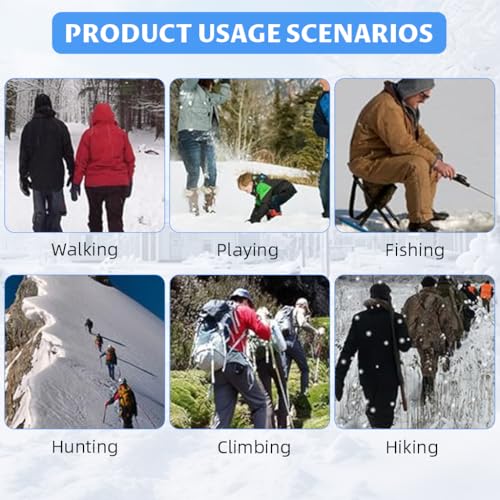 Image of PROBEROS Spikes Ice Crampons Shoe Grips with Reflective Strip, Sizes 41-44