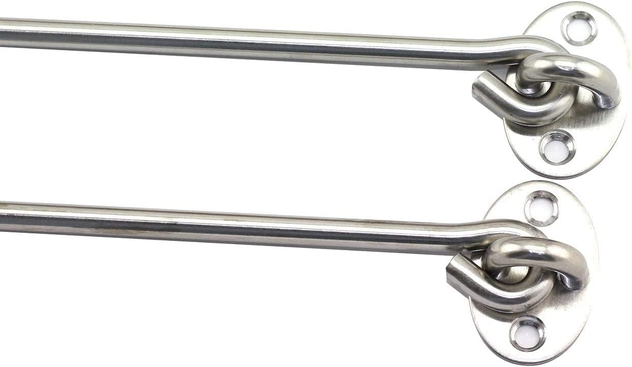 10 Inch Cabin Hook Eye Latch Wind-Proof Lock Shed Stainless Steel Gate Door Window Safety Stopper Silent Holders Catch Lock with Mounting Screws