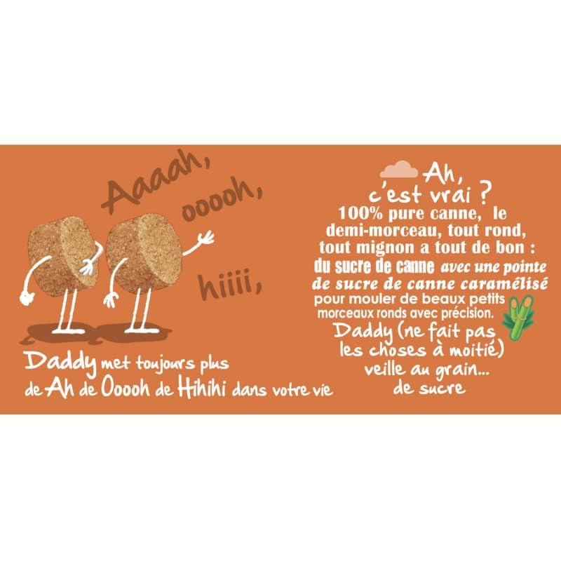 DADDY Sucre Demi Rond Pure Canne 750G - Sucre de qualité supérieure pour votre cuisine, cafés et thés - 750 grammes de douceur naturelle pour vos envies gourmandes. - Le Lot De 4