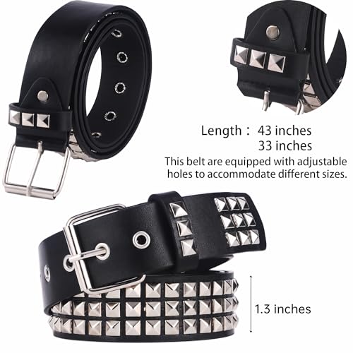 3 Pieces Punk Gloves and Belt Set for Men Women Black Leather Belt Punk Accessories3