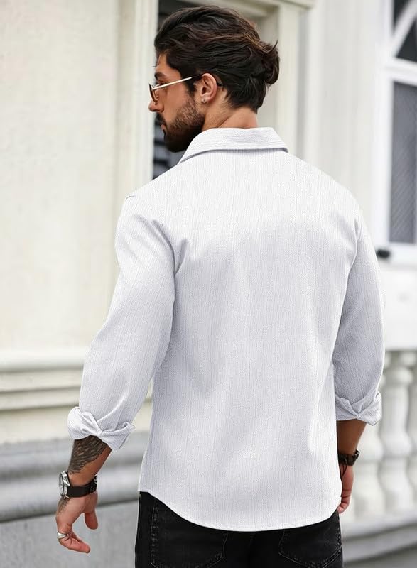 Image of Men Popcorn Shirt Trendy Stylish Casual Look Formal Office Office Party Daily Use Comfortable Fashion Shirt Outfit