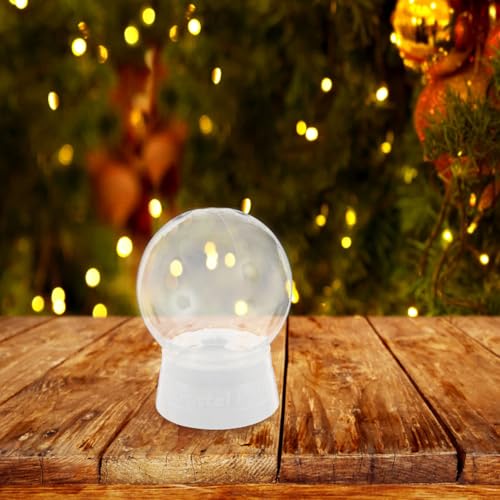 STOBAZA 6 Stück DIY Schneekugel Bastelset 100mm Leere Schneekugel Basteln, Sockel weiß mit Glaskugel, Befüllbare Display Kugeln - Schneekugel Selber Machen