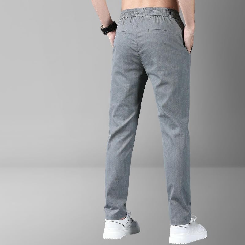 Men's Spring Summer Thin Elastic Korean Style Trendy Straight Slim Fit Casual Pants4