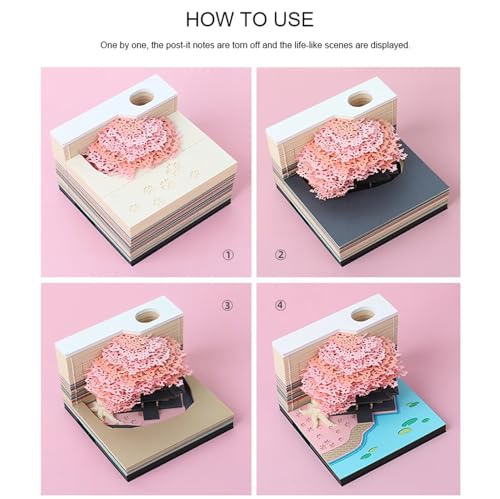 Bloc-notes 3D Kawaii avec lumière LED et support motif arbre