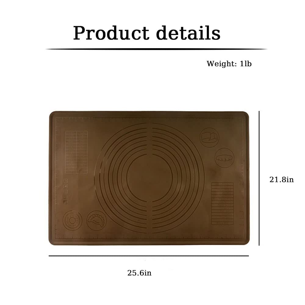 Tapis en Silicone pour La Cuisson Tapis De Pâtisserie Antiadhésif, Tapis De Pâte Extra Large avec Fonction De Mesure, Convient pour La Pizza, Les Pâtes, Le Pain