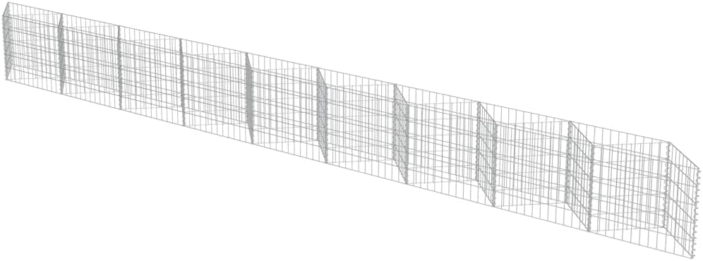 vidaXL Gabion Basket for Garden, Galvanised Steel Gabion Planter, Gabion Raised Bed, High Load Capacity, 248''x11,8x19,7''