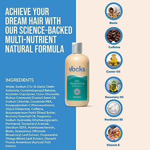 Vocks Shampoo For Thinning Hair And Hair Loss - Anti-Hair Loss Shampoo For Men And Women - Dht Blocker Shampoo - Headed By Science - Includes Biotin, Caffeine, Keratin, Castor, Rosemary, B5, And More Powerful Ingredients - For All Hair Types - 8.5 Oz #TOP2