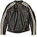 Produktbild Retro Schwarz Cafe Racer die Bonnie 100% Bovine Leder Motorrad-Jacke CE Armoured  Elfenbein Streifen Gr. XL, Schwarz - Schwarz
