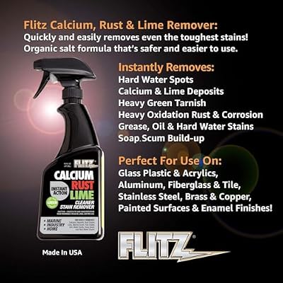 FLITZ Calcium, Rust, Lime Remover - 16oz Bottle of USA-Made Limescale Remover for Toilets, Showers, and More - Powerful Spray that Instantly Eliminates Tarnish, Grease, and Other Grime (1 Pack)