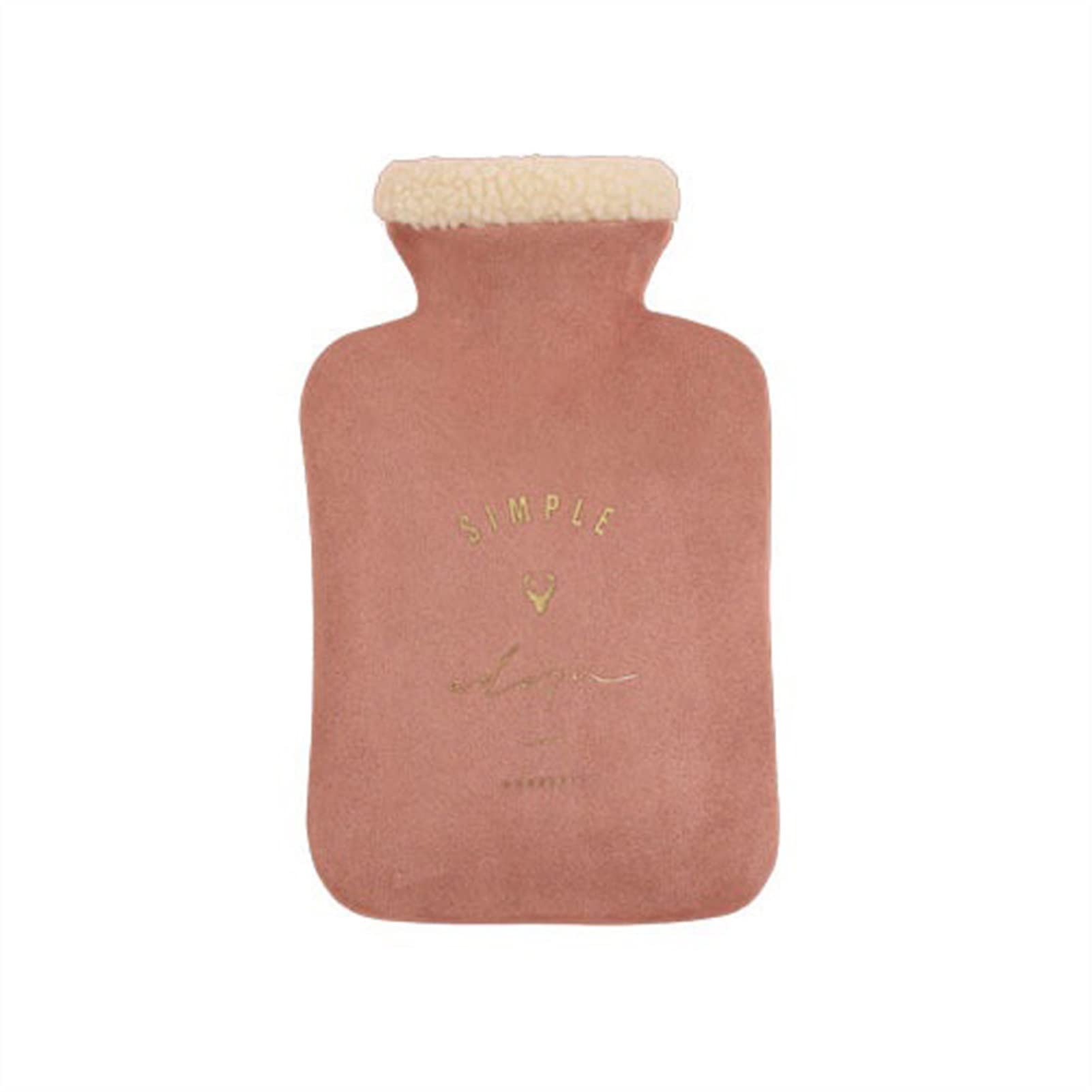 Wärmflaschen-Tasche, Hand-/Fußwärmer, 1000 ml, Elch-Winter-Wärmflaschen mit dickem PVC-Innenfutter und gemütlichem, flauschigem Plüsch-Kunstfellbezug für Hände, Füße, Bauch, Beine, warme Wassertasche