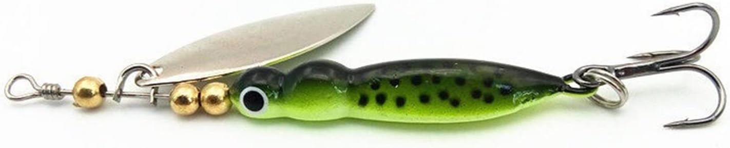 10Pcs 7cm 14g Luminous Spinnerbaits with Metal Sequin Treble Hook Rotating Spoon Fishing Lures Composite Bait Large Mouth Bass Fishing Tackle (Color : D)