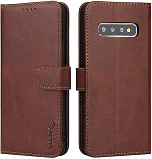 LOLFZ Wallet Case for Samsung Galaxy S10, Vintage Leather Book Case with Card Holder Kickstand Magnetic Closure Flip Case Cover for Samsung Galaxy S10 - Black