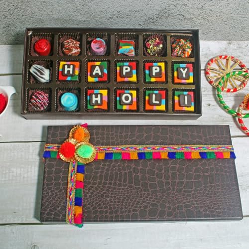 Image of Velvet Fine Chocolates Color Splash box 18 Assorted Chocolates Holi Gift Pack for Kids, Family, Friends, Employees