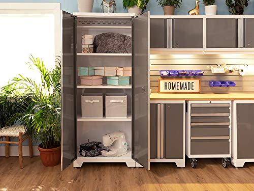 Image of NewAge Products Bold Series White 10 Piece Set, Garage Cabinets, White with Stainless Steel Worktop, 56983