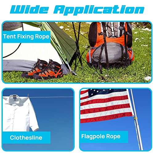 Kahaciyo Flag Pole Parts Kit, Flagpole Hardware Parts- 50 Ft Flag Pole Rope, Flagpole Snaps Hooks, 6" Rope Cleat- Marine Grade 316 Stainless Steel #TOP6