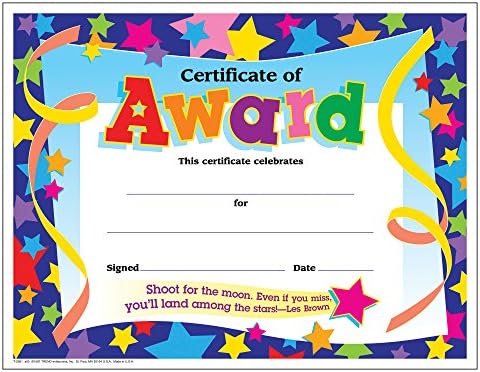 Trend Enterprises Certificate of Award Colorful Classics Certificates, 8.5 x 11 Inches - 30 Piece, (T-2951)