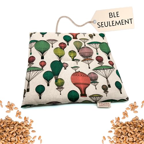 Bouillotte Micro-onde (25x25 cm) - Coussin Chauffant - Noyau de Cerise, Grain de Lin, Blé - Sèche, Sans Arôme