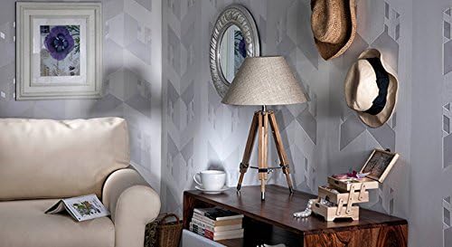 NAUTICALMART Beautiful Chrome Finish Wooden Tripod Table LAMP