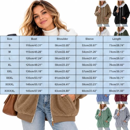 CHENXDZHAO Zip Up Hoodie Women,Winter Jackets For Women Plus Size Full Zip Up Hooded Sweatshirt 2026 Trendy Warm Cozy Fleece Jacket Outerwear,Khaki,L - image 5